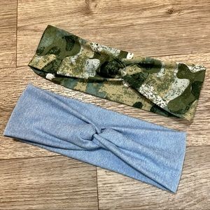 Wide Twist Headbands Heather Blue Camo NEW HANDMADE